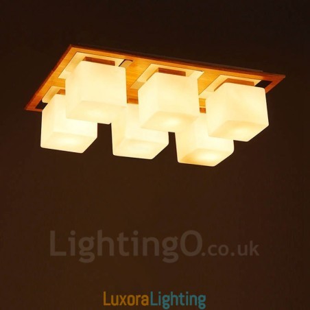 Designer Touch Decorative 6 Light Modern Contemporary Flush Mount Ceiling Lights with Glass Shade