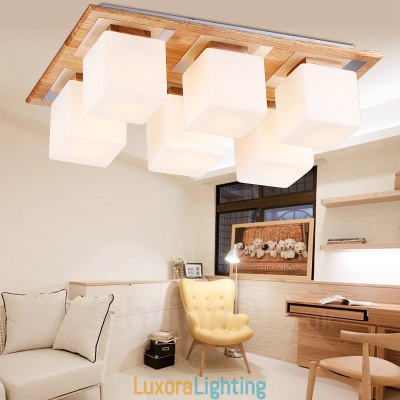Designer Touch Decorative 6 Light Modern Contemporary Flush Mount Ceiling Lights with Glass Shade