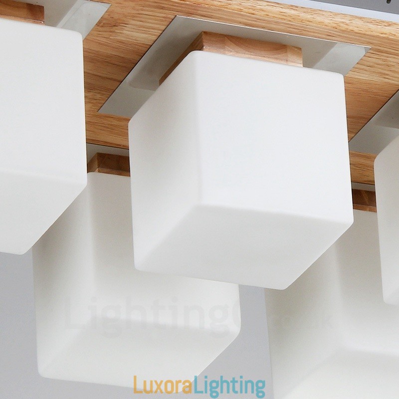 Designer Touch Decorative 6 Light Modern Contemporary Flush Mount Ceiling Lights with Glass Shade