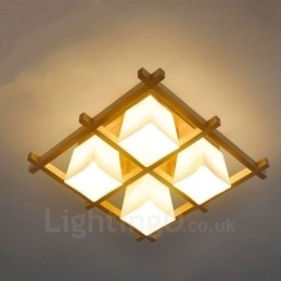 Designer Touch Decorative 4 Light Modern Contemporary Flush Mount Ceiling Lights with Glass Shade