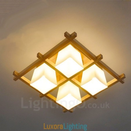 Designer Touch Decorative 4 Light Modern Contemporary Flush Mount Ceiling Lights with Glass Shade