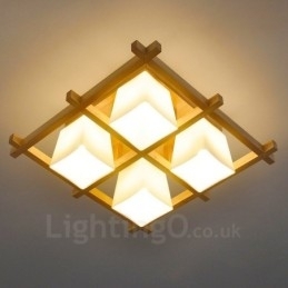 Designer Touch Decorative 4 Light Modern Contemporary Flush Mount Ceiling Lights with Glass Shade