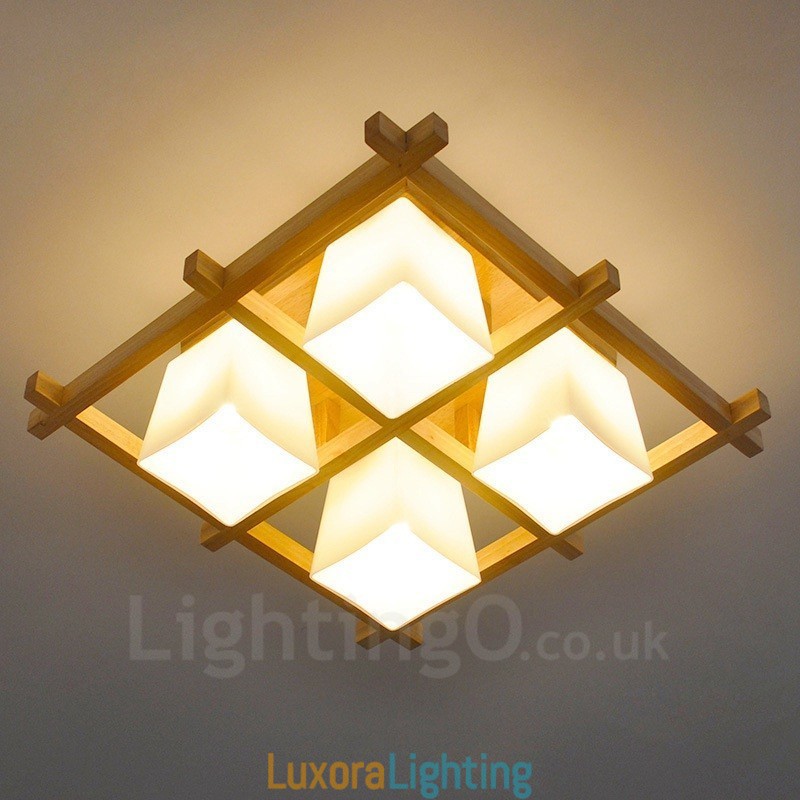Designer Touch Decorative 4 Light Modern Contemporary Flush Mount Ceiling Lights with Glass Shade