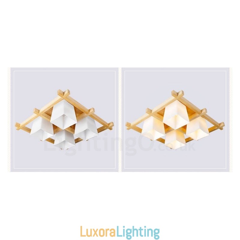 Designer Touch Decorative 4 Light Modern Contemporary Flush Mount Ceiling Lights with Glass Shade