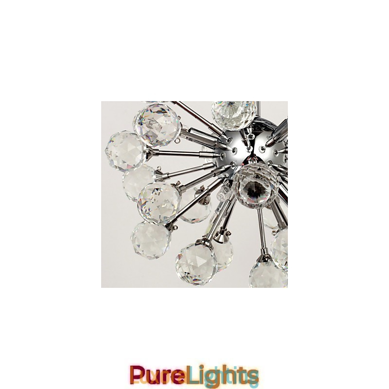 Designer Touch Decorative Modern Contemporary Crystal Mini Style Chrome Metal Chandelier Flush Mount