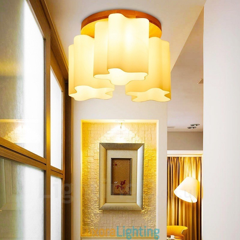 Designer Touch Decorative 3 Light Modern Contemporary Flush Mount Ceiling Lights with Glass Shade