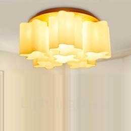 Designer Touch Decorative 6 Light Modern Contemporary Flush Mount Ceiling Lights with Glass Shade