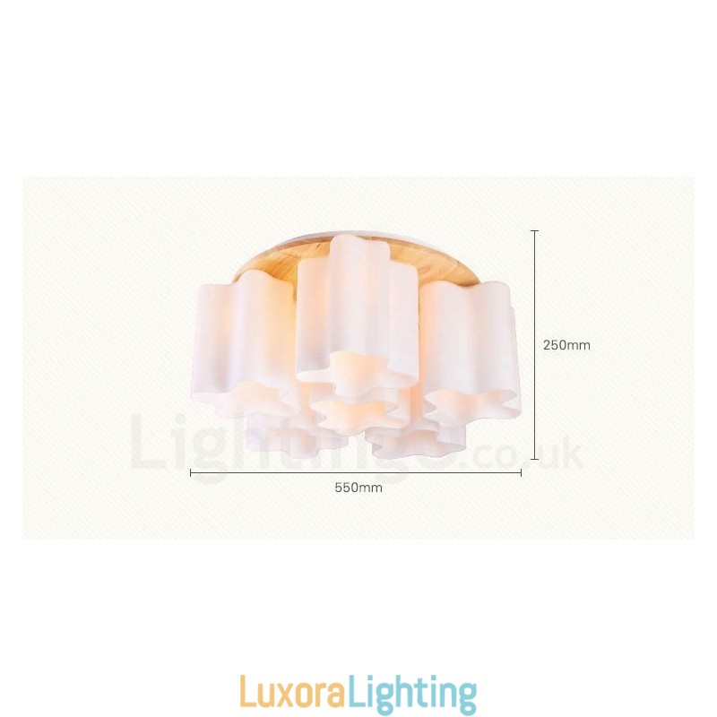 Designer Touch Decorative 6 Light Modern Contemporary Flush Mount Ceiling Lights with Glass Shade