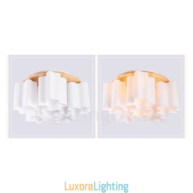 Designer Touch Decorative 6 Light Modern Contemporary Flush Mount Ceiling Lights with Glass Shade