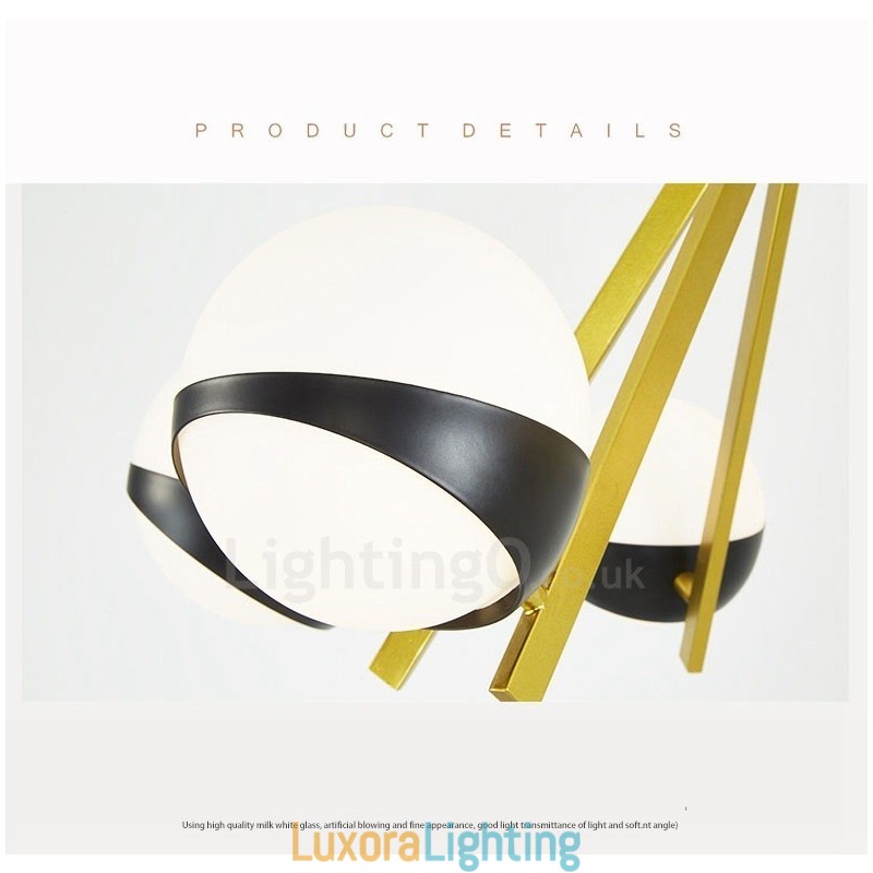 Designer Touch Decorative 6 Light Modern Contemporary Nordic style Ceiling Lights Chandelier with Black and White Ball Glass Shade