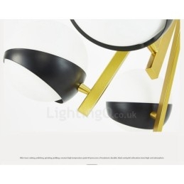 Designer Touch Decorative 6 Light Modern Contemporary Nordic style Ceiling Lights Chandelier with Black and White Ball Glass Shade