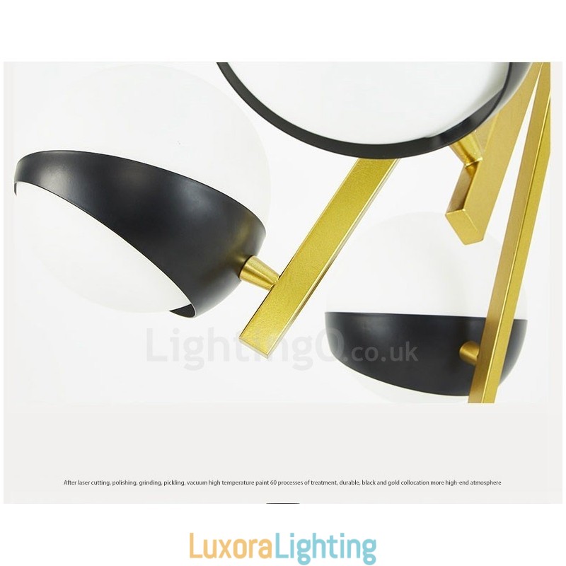 Designer Touch Decorative 6 Light Modern Contemporary Nordic style Ceiling Lights Chandelier with Black and White Ball Glass Shade