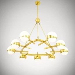 Designer Touch Decorative 9 Light Modern Contemporary Nordic style Ceiling Lights Copper Plating Chandelier with Gold and White Ball Glass Shade