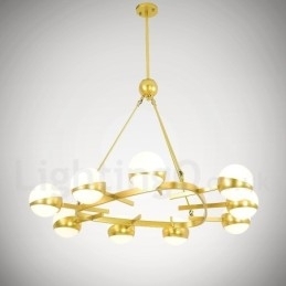 Designer Touch Decorative 9 Light Modern Contemporary Nordic style Ceiling Lights Copper Plating Chandelier with Gold and White Ball Glass Shade
