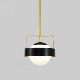 Designer Touch Decorative 1 Light Modern Contemporary Ceiling Lights Copper Plating Pendant Light with White & Black Ball Glass Shade