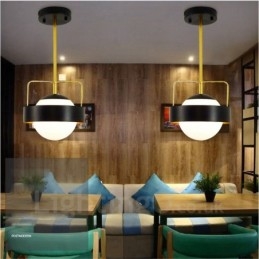 Designer Touch Decorative 1 Light Modern Contemporary Ceiling Lights Copper Plating Pendant Light with White & Black Ball Glass Shade