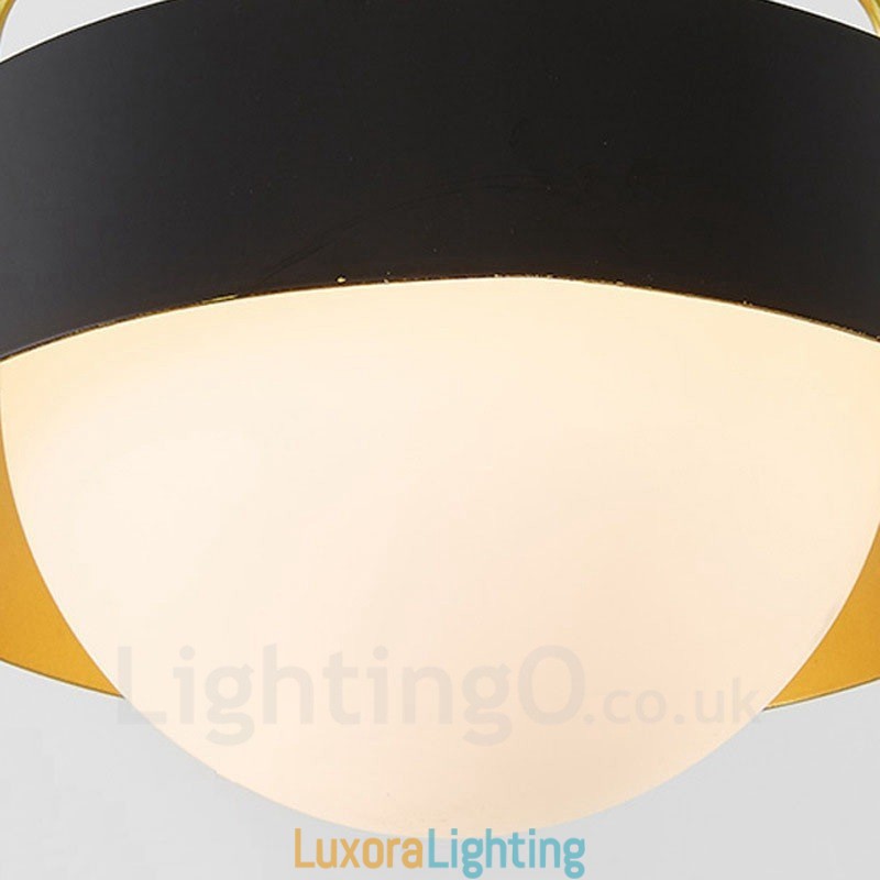 Designer Touch Decorative 1 Light Modern Contemporary Ceiling Lights Copper Plating Pendant Light with White & Black Ball Glass Shade