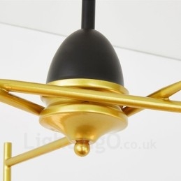 Designer Touch Decorative 3 Light Modern Contemporary Ceiling Lights Copper Plating Chandelier with White & Black Ball Glass Shade