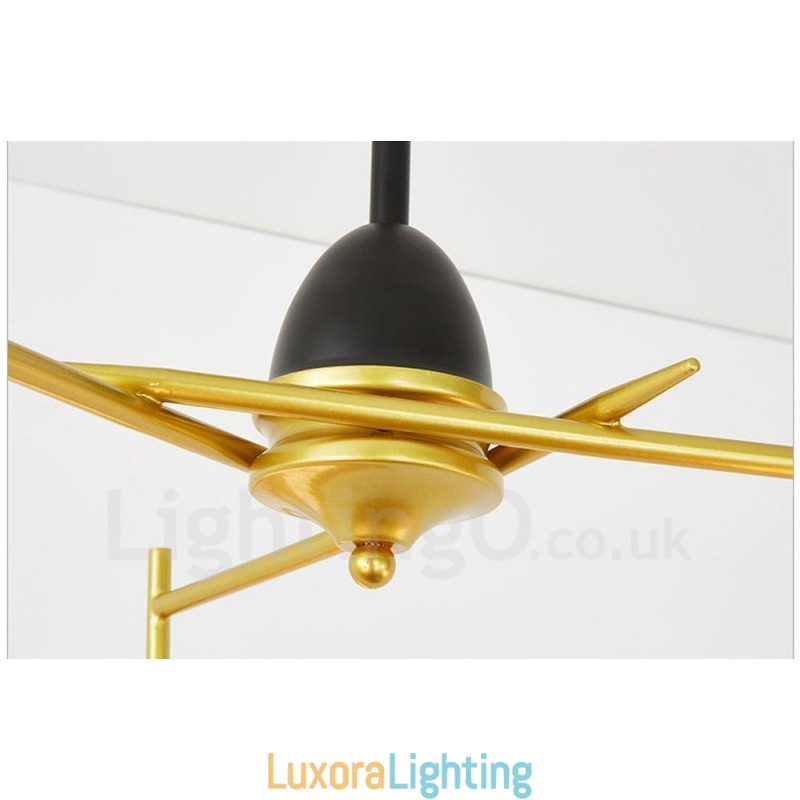 Designer Touch Decorative 3 Light Modern Contemporary Ceiling Lights Copper Plating Chandelier with White & Black Ball Glass Shade