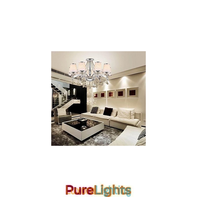 Designer Touch Decorative Modern Contemporary Crystal Chrome Metal Chandelier