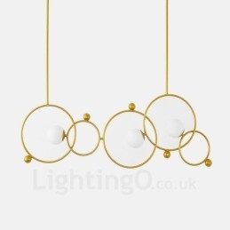Designer Touch Decorative 3 Light Modern Contemporary Ceiling Lights Copper Plating Chandelier with White Ball Glass Shade