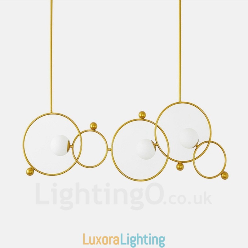 Designer Touch Decorative 3 Light Modern Contemporary Ceiling Lights Copper Plating Chandelier with White Ball Glass Shade