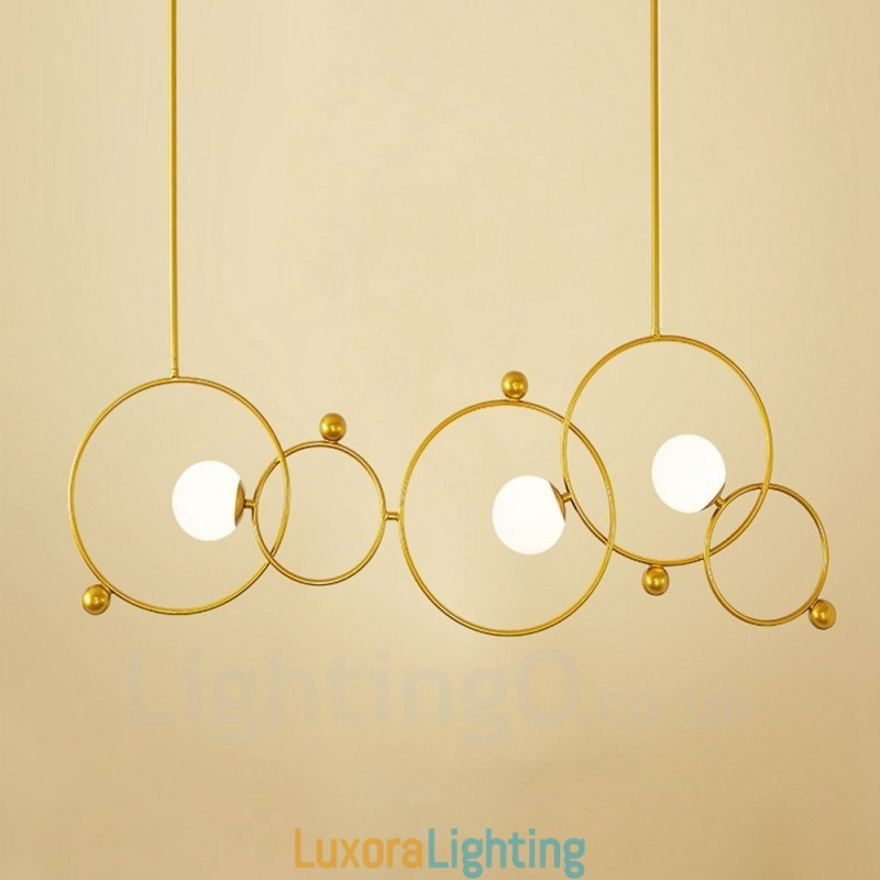 Designer Touch Decorative 3 Light Modern Contemporary Ceiling Lights Copper Plating Chandelier with White Ball Glass Shade