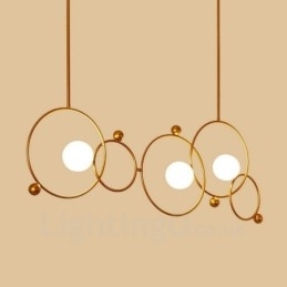 Designer Touch Decorative 3 Light Modern Contemporary Ceiling Lights Copper Plating Chandelier with White Ball Glass Shade