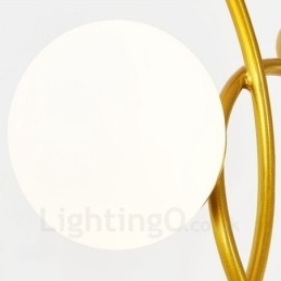 Designer Touch Decorative 3 Light Modern Contemporary Ceiling Lights Copper Plating Chandelier with White Ball Glass Shade