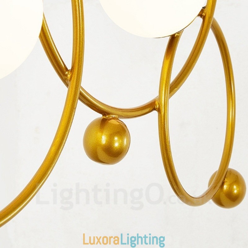 Designer Touch Decorative 3 Light Modern Contemporary Ceiling Lights Copper Plating Chandelier with White Ball Glass Shade