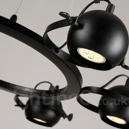 Designer Touch Decorative 6 Light Retro Vintage Black Iron Pendant Light with Black Iron Ball Shades