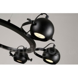 Designer Touch Decorative 6 Light Retro Vintage Black Iron Pendant Light with Black Iron Ball Shades