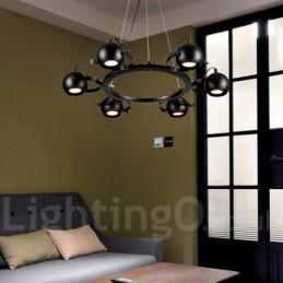 Designer Touch Decorative 6 Light Retro Vintage Black Iron Pendant Light with Black Iron Ball Shades