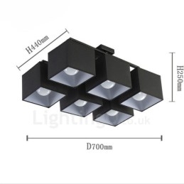 Designer Touch Decorative 6 Light Modern Contemporary Black Flush Mount Ceiling Lights with Fabric Shade