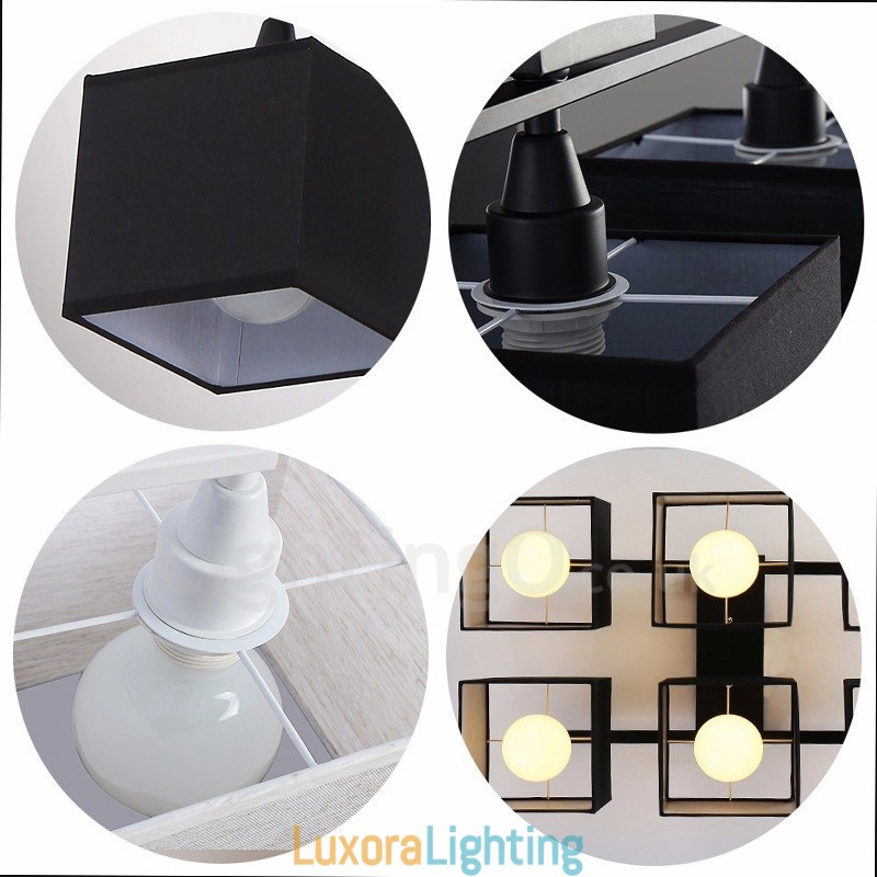 Designer Touch Decorative 6 Light Modern Contemporary Black Flush Mount Ceiling Lights with Fabric Shade