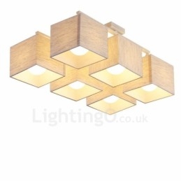 Designer Touch Decorative 6 Light Modern Contemporary Black Flush Mount Ceiling Lights with Fabric Shade