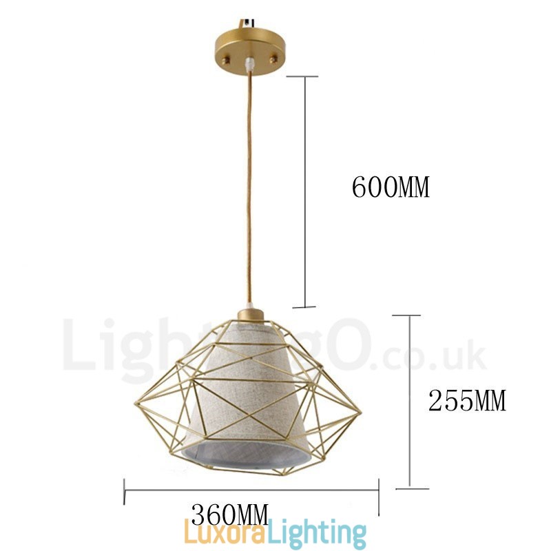 Designer Touch Decorative 1 Light Retro Vintage Black Iron Pendant Light with Fabric Shades