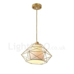 Designer Touch Decorative 1 Light Retro Vintage Black Iron Pendant Light with Fabric Shades