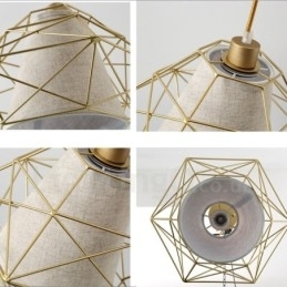 Designer Touch Decorative 1 Light Retro Vintage Black Iron Pendant Light with Fabric Shades