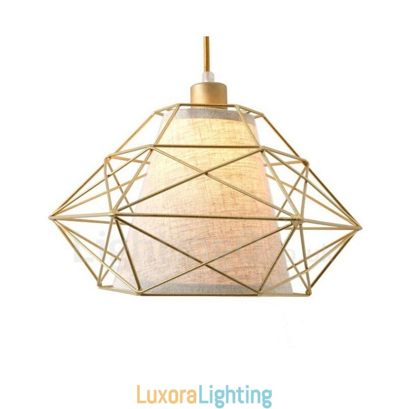 Designer Touch Decorative 1 Light Retro Vintage Black Iron Pendant Light with Fabric Shades