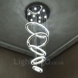 Designer Touch Decorative Dimmable Wi Fi Smart Three Light Source Colours 5 Rings Modern Crystal Ceiling Pendant Light Indoor Chandelier