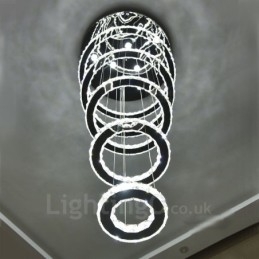 Designer Touch Decorative Dimmable Wi Fi Smart Three Light Source Colours 5 Rings Modern Crystal Ceiling Pendant Light Indoor Chandelier