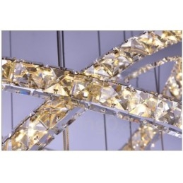 Designer Touch Decorative Dimmable Wi Fi Smart Three Light Source Colours 5 Rings Modern Crystal Ceiling Pendant Light Indoor Chandelier