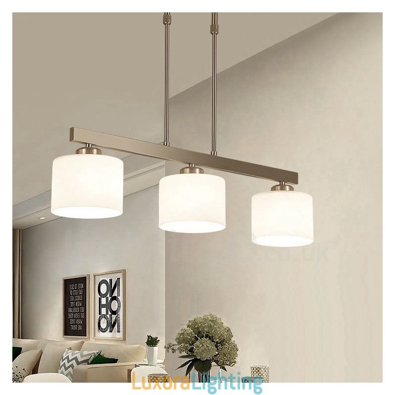 Designer Touch Decorative 3 Lights Modern Chrome Pendant Light Indoor Chandelier Home Hanging Lighting Lamps Fixtures with Glass Shades