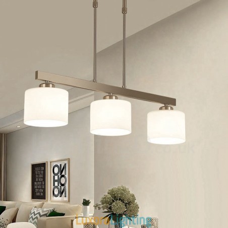 Designer Touch Decorative 3 Lights Modern Chrome Pendant Light Indoor Chandelier Home Hanging Lighting Lamps Fixtures with Glass Shades