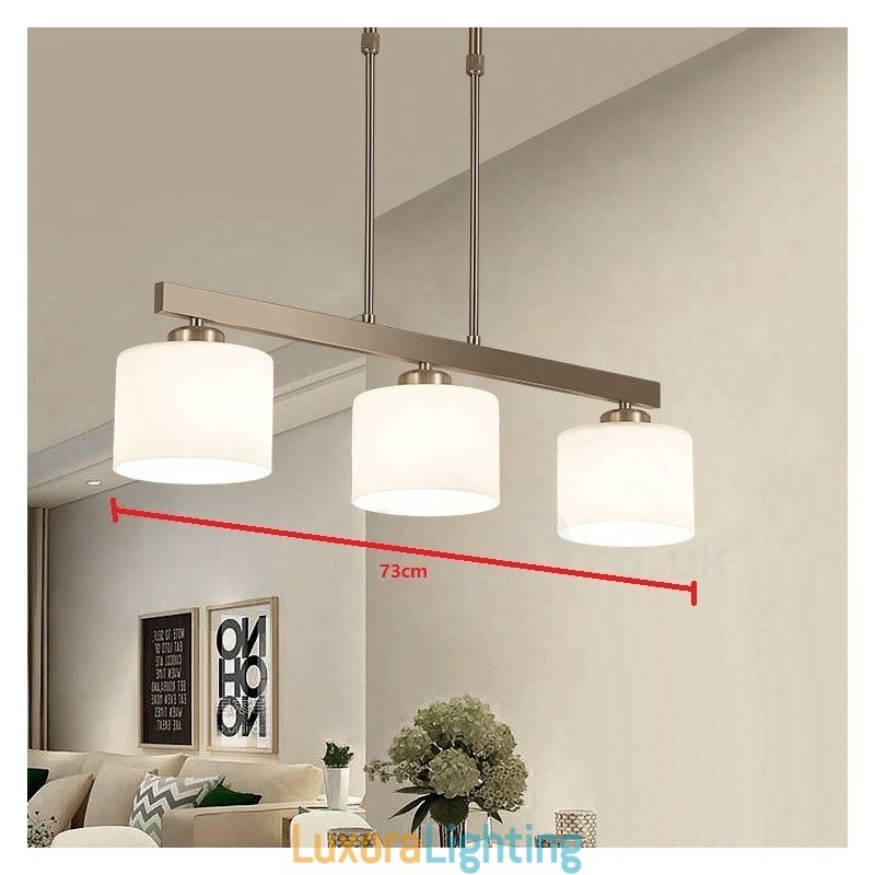 Designer Touch Decorative 3 Lights Modern Chrome Pendant Light Indoor Chandelier Home Hanging Lighting Lamps Fixtures with Glass Shades
