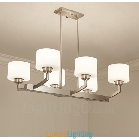 Designer Touch Decorative 6 Lights Modern Chrome Pendant Light Indoor Chandelier Home Hanging Lighting Lamps Fixtures with Glass Shades