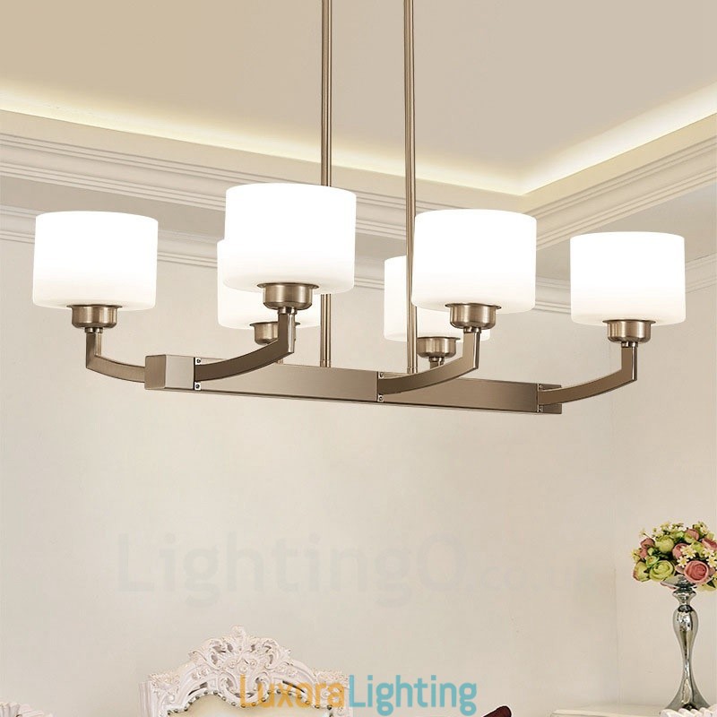 Designer Touch Decorative 6 Lights Modern Chrome Pendant Light Indoor Chandelier Home Hanging Lighting Lamps Fixtures with Glass Shades