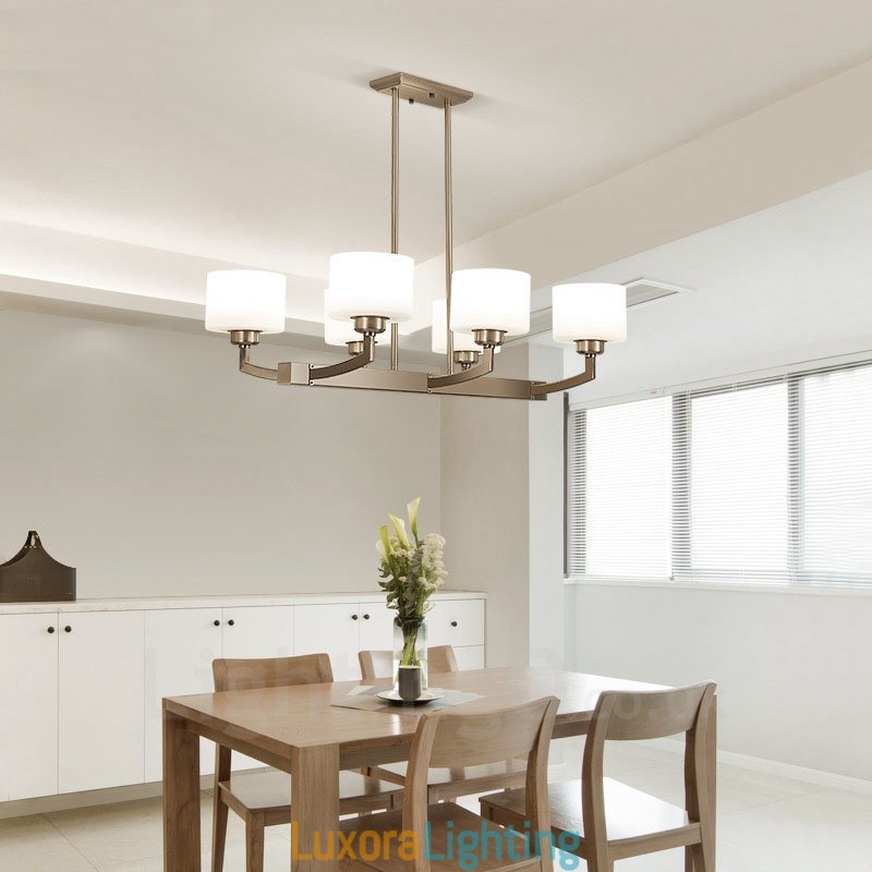 Designer Touch Decorative 6 Lights Modern Chrome Pendant Light Indoor Chandelier Home Hanging Lighting Lamps Fixtures with Glass Shades