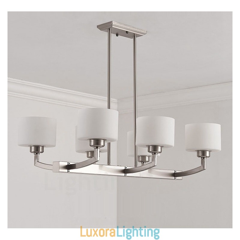 Designer Touch Decorative 6 Lights Modern Chrome Pendant Light Indoor Chandelier Home Hanging Lighting Lamps Fixtures with Glass Shades